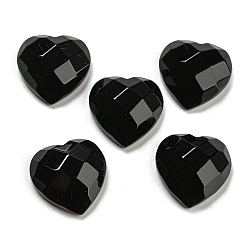 Black Onyx Natural Black Onyx Cabochons, Dyed & Heated, Faceted, Heart, 15x15x5.5mm