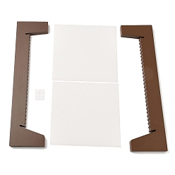 Coconut Brown Foldable Acrylic Record Album Display Stands, Vinyl Record Storage Holder with Wood Bases, Coconut Brown, 35x8.8cm