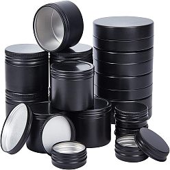 Gunmetal Round Aluminium Tin Cans, Aluminium Jar, Storage Containers for Cosmetic, Candles, Candies, with Slip-on Lids, Gunmetal, 16pcs/set