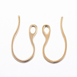 Golden Ion Plating(IP) 304 Stainless Steel Earring Hooks, Ear Wire, with Horizontal Loop, Golden, 22x11.5x1mm, 18 Gauge, Hole: 2.5x3.5mm