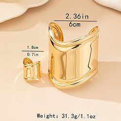 Золотой Набор из широких браслетов-манжет и колец-манжет из сплава, золотые, внутренний диаметр: 60 мм