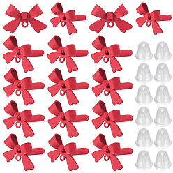 FireBrick 40Pcs Alloy Stud Earring Findings, with 925 Sterling Silver Pins and Loop, Bowknot, with 80Pcs Plastic Ear Nuts, FireBrick, 4~11x4~15x4mm, Hole: 1~1.2mm, Pin: 0.7mm