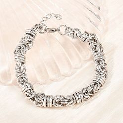 Нержавеющая Сталь Цвет 304 византийские браслеты-цепочки из нержавеющей стали для женщин и мужчин, цвет нержавеющей стали, 9.25 дюйм (23.5 см)