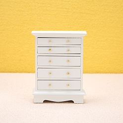 Белый Миниатюрные украшения из деревянного пятиящичного шкафа, аксессуары для кукольного домика с микро-ландшафтом, притворяясь опорными украшениями, белые, 81x32x110 мм