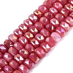 FireBrick Electroplate Crackle Imitation Jade Glass Beads Strands, Rondelle, Dyed, AB Color Plated, Faceted, FireBrick, 8x5mm, Hole: 1~1.2mm, about 33~35pcs/strand, 6.69~7.28 inch(17~18.5cm)