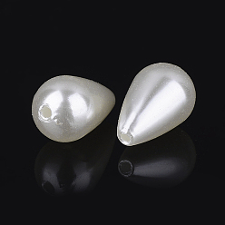 Creamy White ABS Plastic Imitation Pearl, teardrop, Creamy White, 16x10mm, Hole: 1mm, about 600pcs/pound