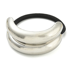 Платина Резинки для волос, изогнутая трубка сплав держатель для волос "конский хвост", аксессуары для волос для женщин и девочек, платина, внутренний диаметр: 51 мм, Кулон : 25x52x12 мм