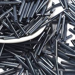 Покрытие Гематита Стеклярус, гематит покрытием, 20x2~2.5 мм, отверстие : 0.5 мм, около 2000~2500 шт / упаковка