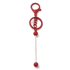 (123L) Белый крем непрозрачный блеск Окрашенный распылением брелок из сплава с бусинами для изготовления ювелирных изделий своими руками, С застежками из омаров сплава и железным кольцом, огнеупорный кирпич, 15.5~15.8 см