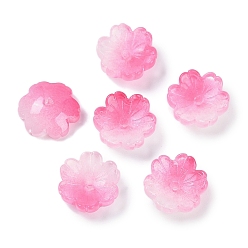 Ярко-Розовый Прозрачные колпачки для стеклянных шариков с аэрозольной краской, цветок, ярко-розовый, 14x14x5 мм, отверстие : 1.5 мм