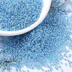 (RR1018) Silverlined Aqua AB Миюки круглые бусины рокайль, японский бисер, (rr 1018) серебристый аква аб, 11/0, 2x1.3 мм, Отверстие : 0.8 мм , около 5500 шт / 50 г