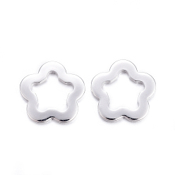 Silver 201 Stainless Steel Links connectors, Flower, Silver Color Plated, 11x11.5x1mm, Hole: 6.5mm