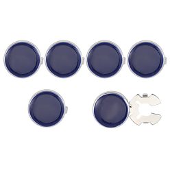Bleu De Prusse 3 paires de boutons de manchette en laiton émaillé, plat rond, or, null, 15.5x5.5mm, Trou: 5mm