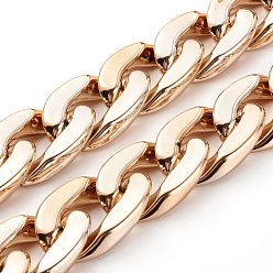 Розовое Золото Обшивка из пластика ccb ручной работы, витые цепочки, несварные, розовое золото , 39x24x8 мм, около 39.37 дюйм (1 м) / прядь