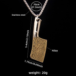 Золотой 201 Мужские кулоны в форме кухонного ножа из нержавеющей стали, золотые, 27.56 дюйм (70 см)