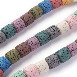 (52) Непрозрачная лаванда Бусы из натуральной лавы, окрашенные, колонка, разноцветные, 10x10~10.5 мм, отверстие : 2 мм, около 39 шт / нитка, 15.35 дюйм (39 см)