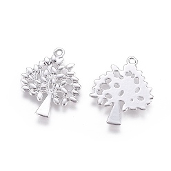Silver Alloy Pendants, Tree of Life, Silver Color Plated, 29x24x1.5mm, Hole: 2mm