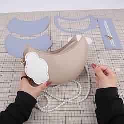 Античный Белый Наборы для изготовления женской сумки через плечо «Облако и луна» из искусственной кожи своими руками, Наборы сумок на плечо ручной работы для начинающих., старинный белый, готовое изделие: 12x22x6 см