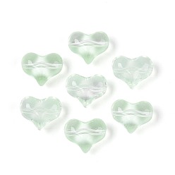 Темный Морско-зеленый Прозрачные стеклянные бусины, сердце, темно-зеленый, 14x17x9 мм, отверстие : 1.4 мм, Около 460 шт / 1000 г