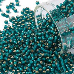 (27BDF) Silver Lined Frost Teal Круглые бусины toho, японский бисер, (27 bdf) иней-чирок с серебряной подкладкой, 11/0, 2.2 мм, отверстие : 0.8 мм, Около 5555 шт / 50 г