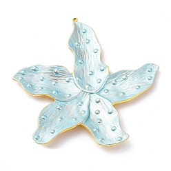 Светло-голубой 304 эмаль нержавеющей стали большие кулоны, цветочный шарм, вакуумное покрытие pvd, реальный 18 k позолоченный, светло-голубой, 60.5x59.5x3.5 мм, отверстие : 1.5 мм