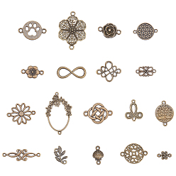 Antique Bronze 180Pcs 18 Styles Alloy Links/Connectors, Antique Bronze, 10pcs/style