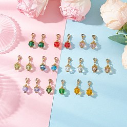 Золотой 20шт 10 цвета круглые стеклянные подвески украшения, с 304 из нержавеющей стали Lobster Claw застежками, золотые, 27 мм, 2 шт / цвет