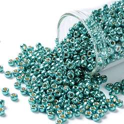 (PF569) PermaFinish Turquoise Metallic Тохо 8/0 круглые бусины, японский бисер, (pf 569) перманентный бирюзовый металлик, 3 мм, отверстие : 1 мм, Около 222 шт / 10 г
