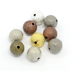 Mixed Color Round Brass Textured Beads, Mixed Color, 8mm, Hole: 2mm