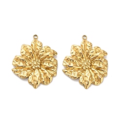 Настоящее золото 18K 304 подвески из нержавеющей стали, цветок, ионное покрытие (ip), реальный 18 k позолоченный, 38x31x3.5 мм, отверстие : 2.5 мм