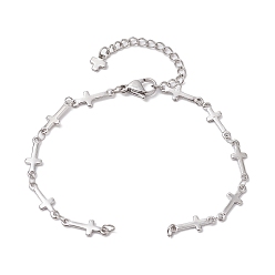 Нержавеющая Сталь Цвет 304 изготовление браслетов из цепочек с поперечными связями из нержавеющей стали, цвет нержавеющей стали, 6-3/4 дюйм (17.2 см), отверстие : 2.5 мм