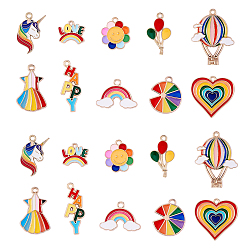 (52) Непрозрачная лаванда 50 шт 10 стиль подвески из сплава эмали, золотой свет, радуга и метеор, слово, цветок, воздушный шар, круг, сердце и единорог, разноцветные, 16.5~28x13~23x1~3 мм, отверстие : 2 мм, 5 шт / стиль