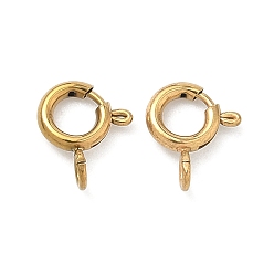 Настоящее золото 18K 304 пружинные кольца из нержавеющей стали, ионное покрытие (ip), реальный 18 k позолоченный, 8.5x7x1 мм, отверстие : 1.8 мм