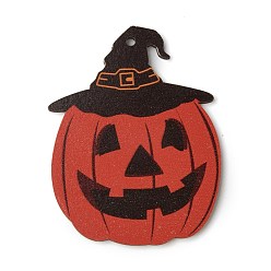 Разноцветный Из натурального дерева большие кулоны, для Хэллоуина, тыква, красочный, 97x75x4 мм, отверстие : 4 мм