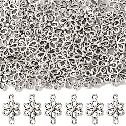 Античное Серебро 80 шт. подвески из сплава в тибетском стиле, полые цветочные звенья, античное серебро, 15.5x9.5x2 мм, отверстие : 1.4 мм
