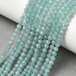 Амазонит Природных амазонит бисер нитей, класс А, граненые, круглые, 3 мм, отверстие : 0.5 мм, около 127 шт / нитка, 15.7 дюйм (40 см)