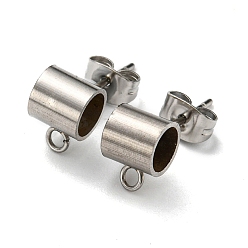 Нержавеющая Сталь Цвет Не тускнеет 201 фурнитура для сережек-гвоздиков из нержавеющей стали, со штифтом из нержавеющей стали, горизонтальными петлями и фрикционными гайками с ушками., колонка труба, цвет нержавеющей стали, 304 мм, отверстие : 8.8x6x6 мм, внутренний диаметр: 1.8 мм, штифты : 4.8 мм