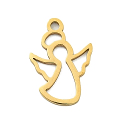 Настоящее золото 18K Ионное покрытие (ip) 201 подвески из нержавеющей стали, ангельское очарование, лазерная резка, реальный 18 k позолоченный, 15.5x11x1 мм, отверстие : 1.5 мм