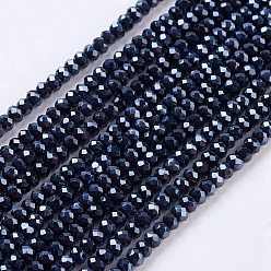 Gray Crystal Glass Beads Strands, Faceted, Rondelle, Gray, 3x2.5mm, Hole: 0.5mm, about 164~170pcs/strand, 16 inch
