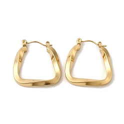 Золотой Ионное покрытие (ip) 304 трапециевидные серьги-кольца из нержавеющей стали для женщин, золотые, 25x26x3.5 мм, штифты : 0.7 мм