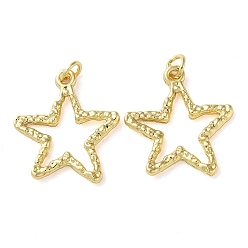Golden Eco-Friendly Rack Plating Brass Pendants, with Jump Ring, Long-Lasting Plated, Lead Free & Cadmium Free, Star Charms, Golden, 22x20.5x2mm, Hole: 3mm