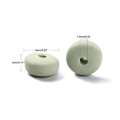 Pale Green Handmade Polymer Clay Beads Strands, for DIY Jewelry Crafts Supplies, Flat Round, Pale Green, 6~7x3mm, Hole: 1.5mm, about 113~116pcs/strand, 15.55 inch~16.14 inch(39.5~41cm)