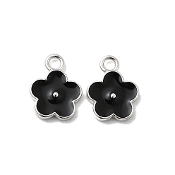 Черный Латунь эмаль подвески, , реальный 18 k позолоченный, чёрные, 11.5x9x2 мм, отверстие : 1.8 мм