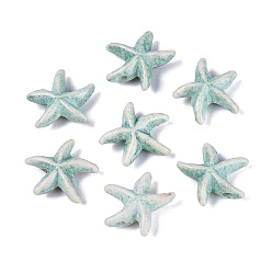 Bleu Ciel Brins de perles de turquoise synthétiques peintes par pulvérisation, étoiles de mer, bleu ciel, 12.5x12.5x4mm, Trou: 0.9~1mm, Environ 44~47 pcs/chapelet, 14.37~15.16 pouce (36.5~38.5 cm)