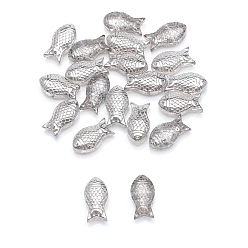 Silver Pearl Luster Plated Electroplate Glass Beads, Fish, Silver, 15x8x5mm, Hole:1.20mm, 30pcs/ba