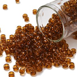 (2152) Transparent Dark Golden Amber Тохо 6/0 круглые бусины, японский бисер, (2152) прозрачный темно-золотистый янтарь, 4 мм, отверстие : 1.5 мм, Около 168 шт / 10 г