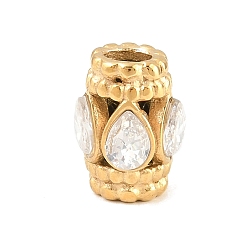 Column 304 perles de strass en acier inoxydable, or, colonne, 10.5x7.5mm, Trou: 3.5mm