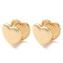 Plaqué 18K Or Véritable Boucles d'oreilles coeur en laiton pour femme, réel 18 k plaqué or, 13x14.5x12mm