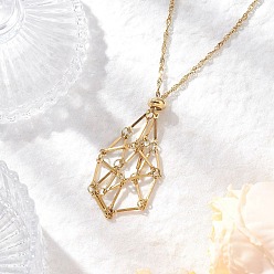 Золотой 304 Нержавеющая сталь пустой макраме мешочек кулон сингапурская цепочка ожерелье изготовление, с латунными скользящими бусинами, золотые, 23.46 дюйм (59.6 см)