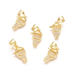 Золотой Латунные микро проложить кубического циркония подвески, мальчик, прозрачные, золотые, 15x9x3 мм, отверстие : 5x4 мм